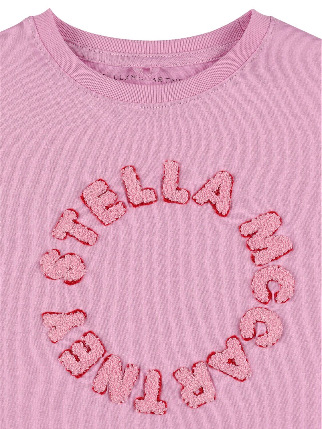 Shop Stella Mccartney Embroidered Cotton Jersey T-shirt In Pink