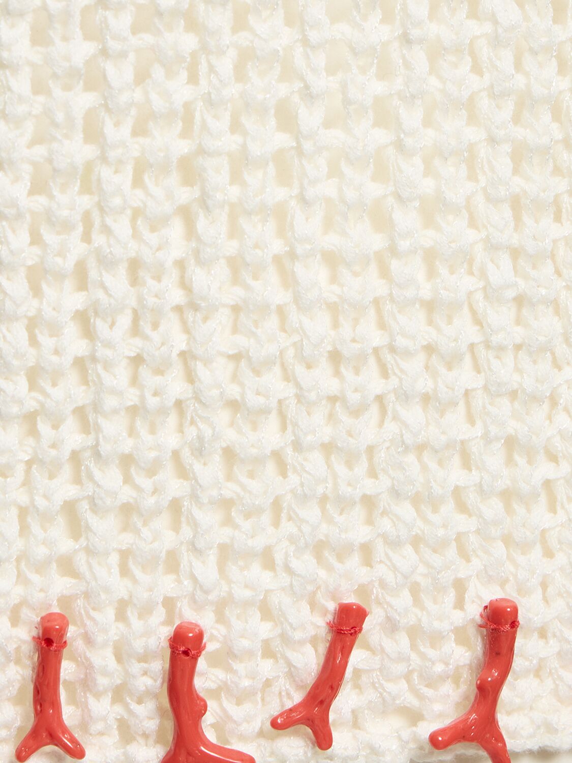 Shop Reina Olga Coral Net Knit Cotton Blend Top In White