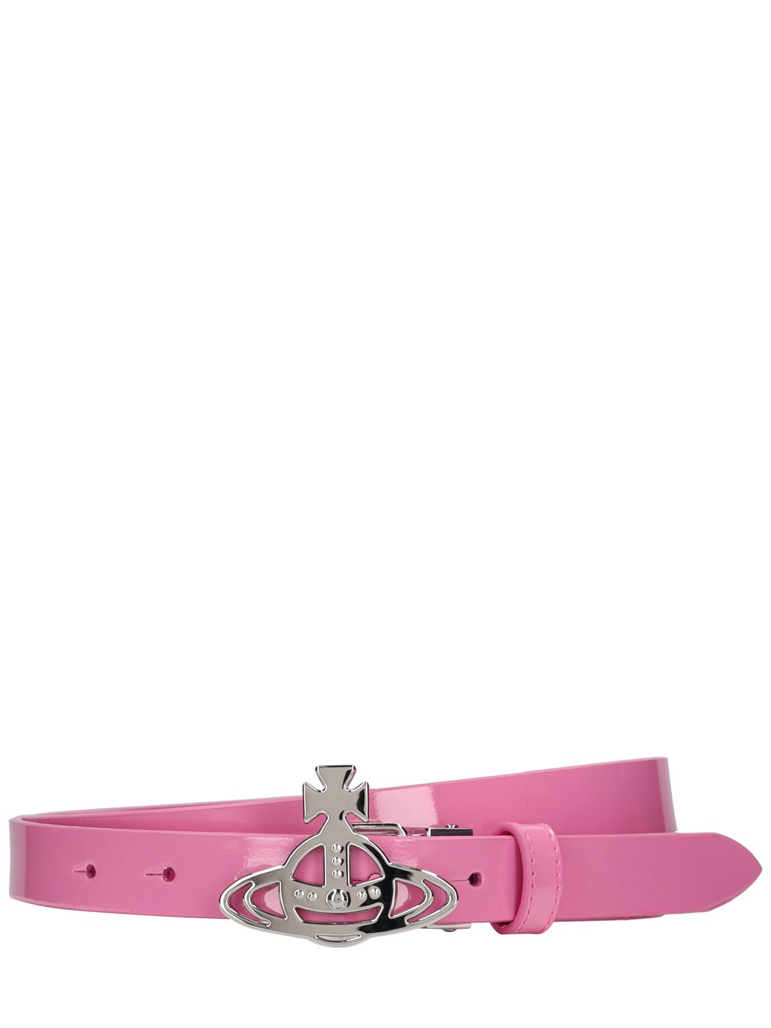 Vivienne Westwood Small Orb Leather Buckle Belt In Pink