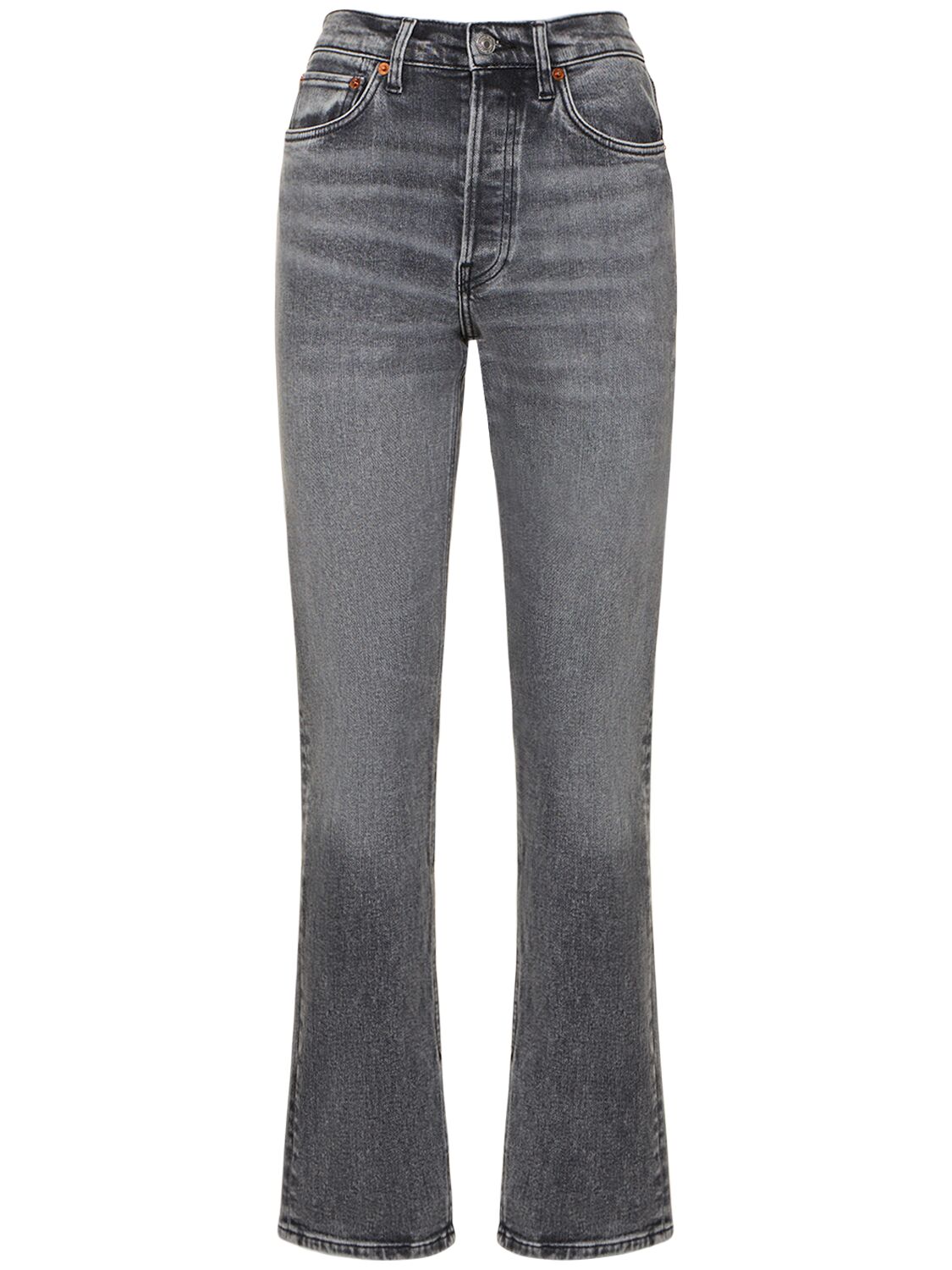 Re/done 70s Skinny Boot Cotton Denim Jeans In Grey
