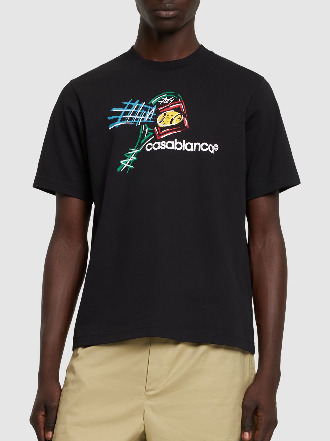 Shop Casablanca Croquis De Tennis Screen Printed T-shirt In Black