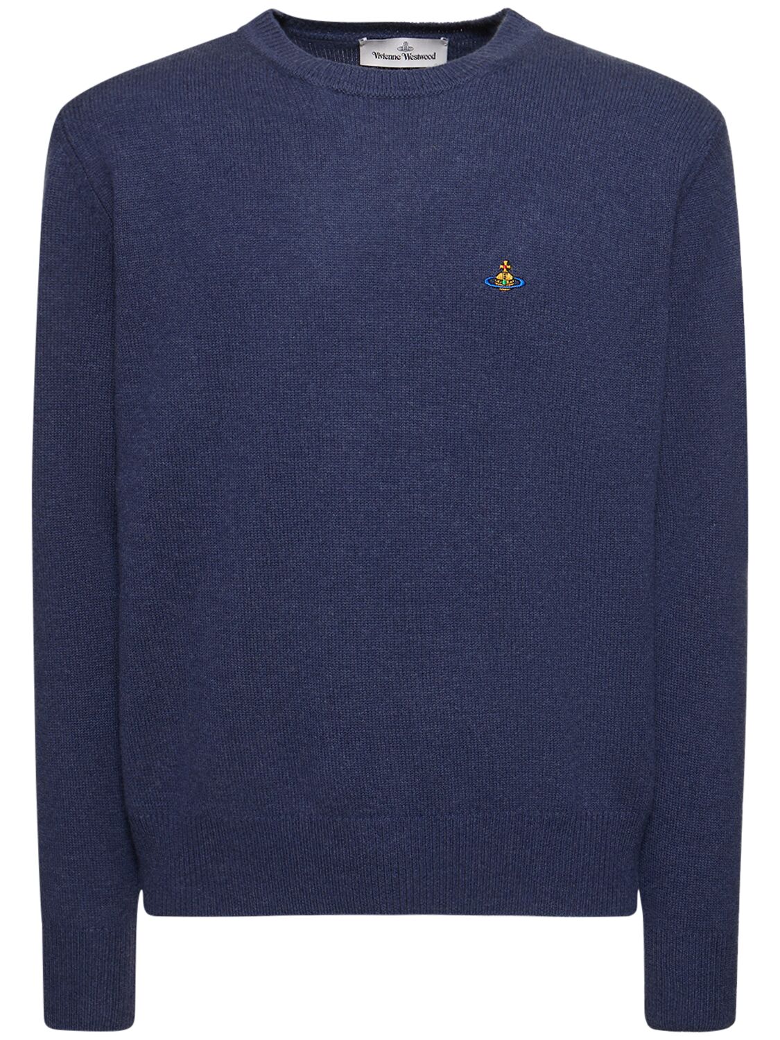 Shop Vivienne Westwood Logo Embroidery Mohair Knit Sweater In Blue