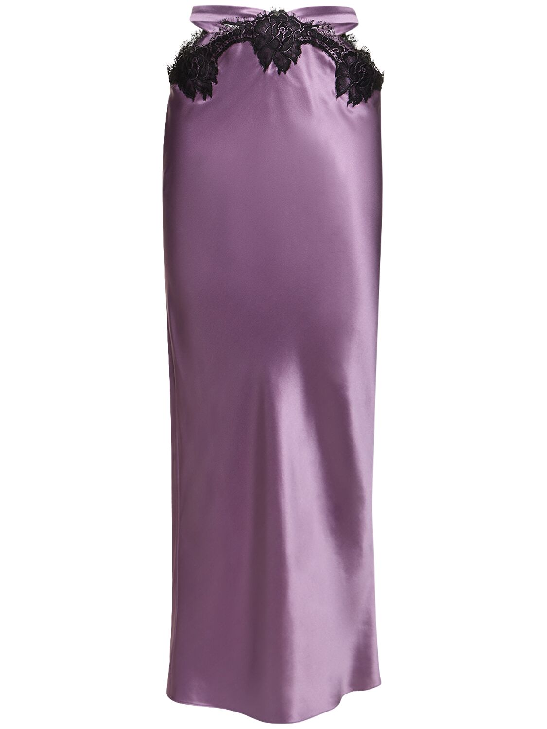 Fleur Du Mal Silk & Lace Cutout Maxi Skirt In Purple Haze