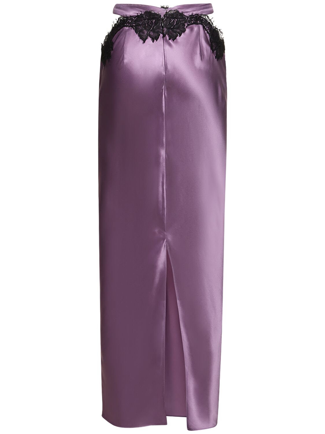 Shop Fleur Du Mal Silk & Lace Cutout Maxi Skirt In Purple Haze