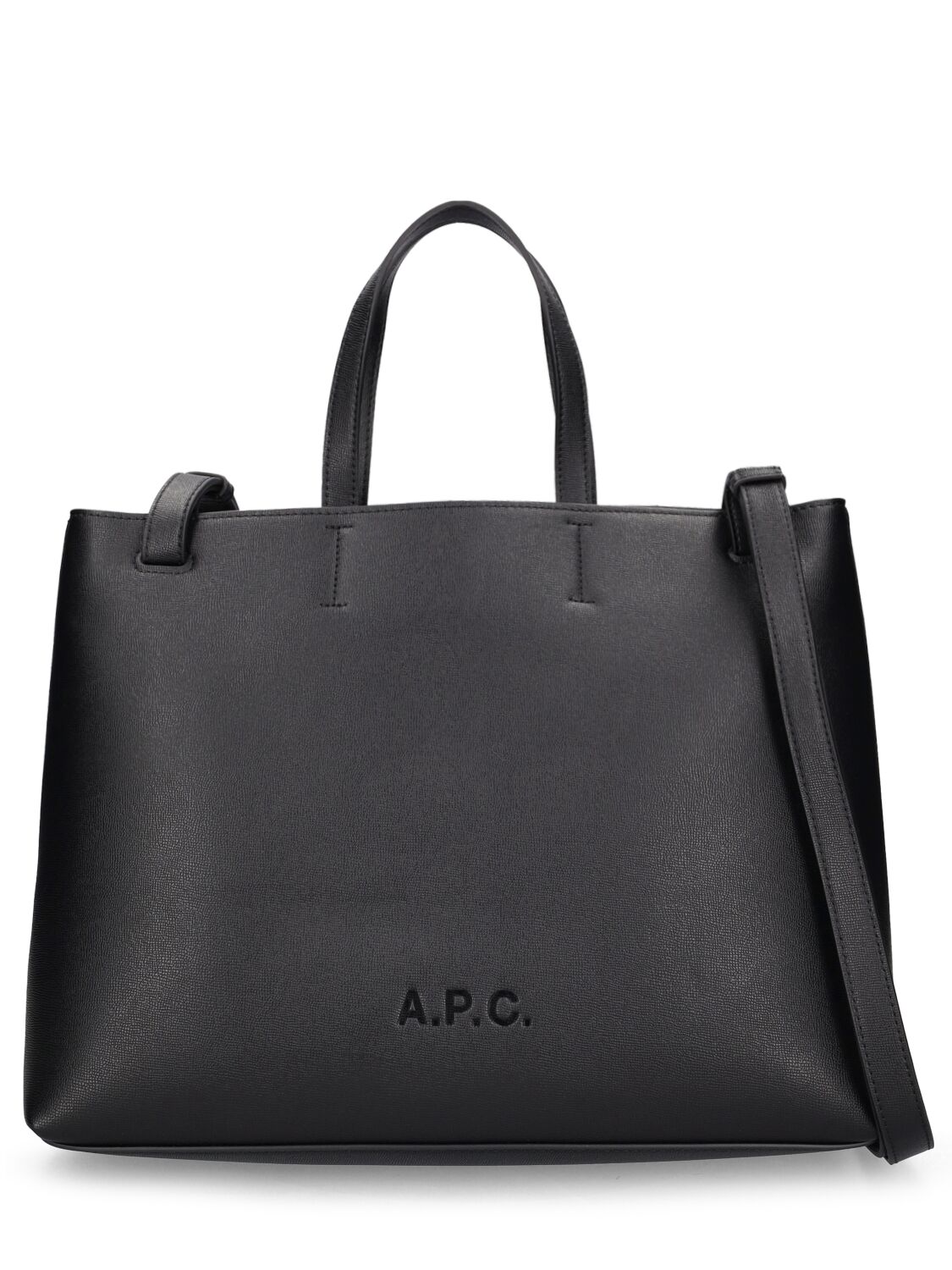 Apc Small Cabas Market Leather Bag In Black