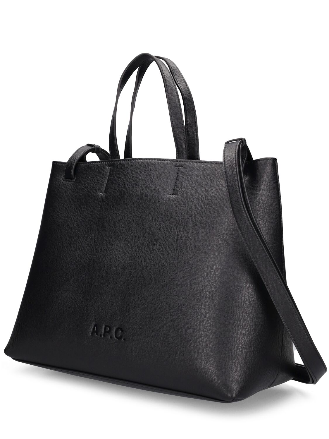 Shop Apc Small Cabas Market Leather Bag In Black
