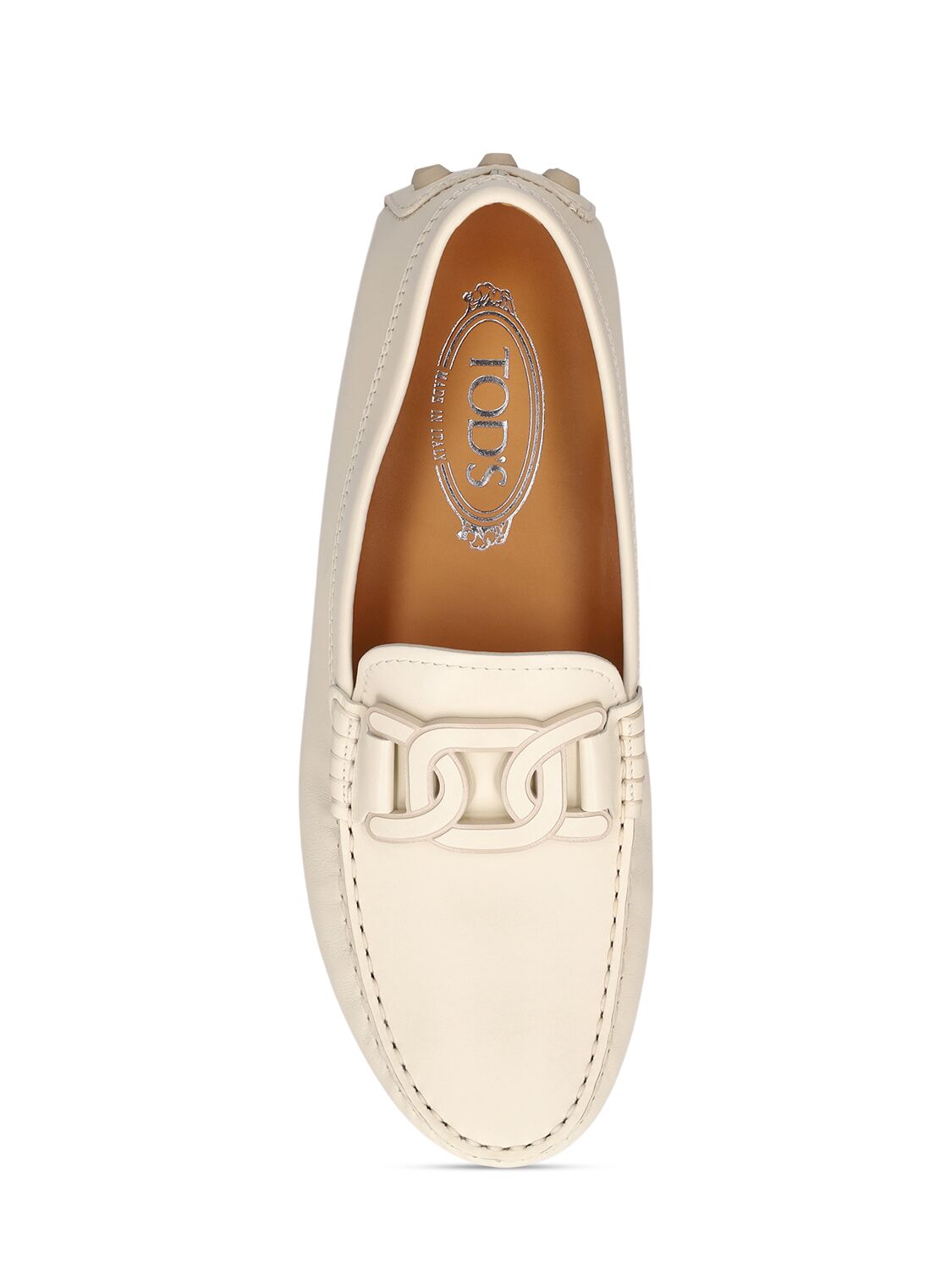 Shop Tod's 10mm Gommino Macro Leather Loafers In White