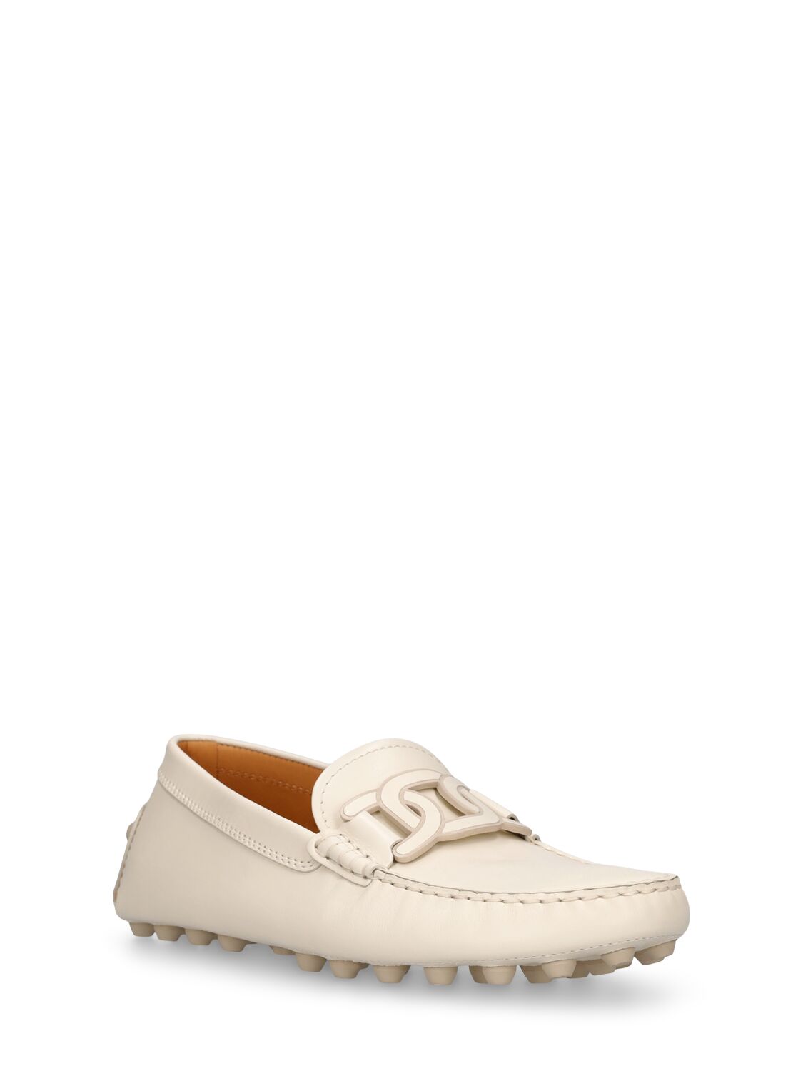 Shop Tod's 10mm Gommino Macro Leather Loafers In White