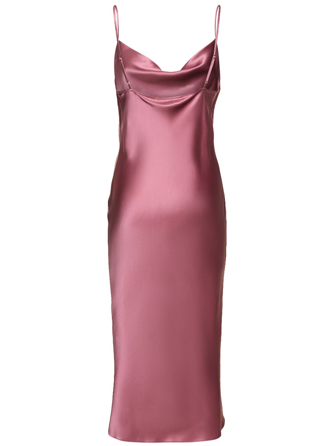 Shop Fleur Du Mal Cowl Neck Silk Midi Slip Dress In Pink