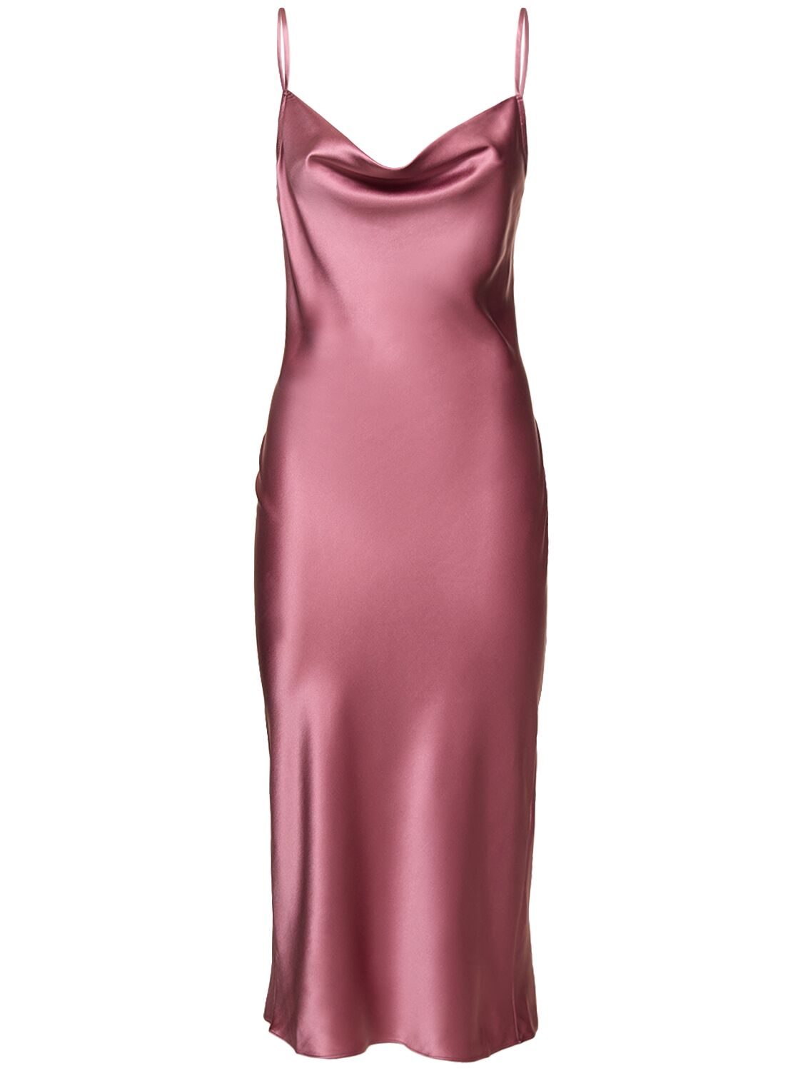 Fleur Du Mal Cowl Neck Silk Midi Slip Dress In Pink