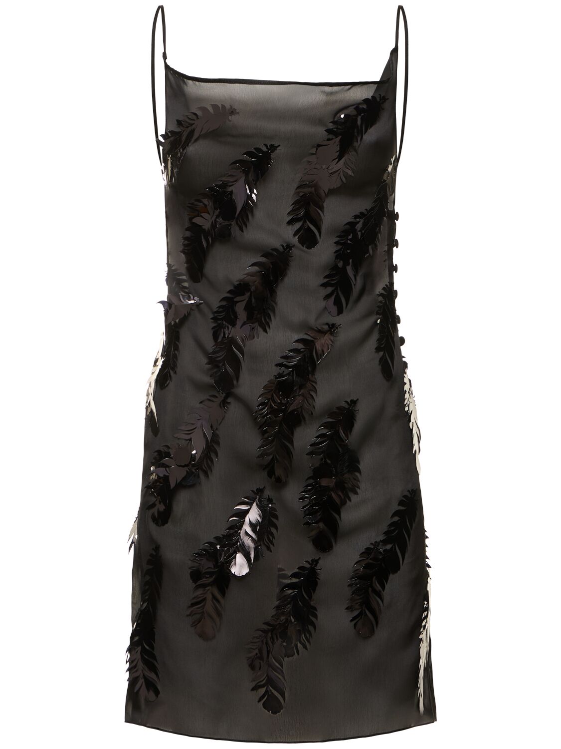 Coperni Embellished Mini Slip Dress In Black