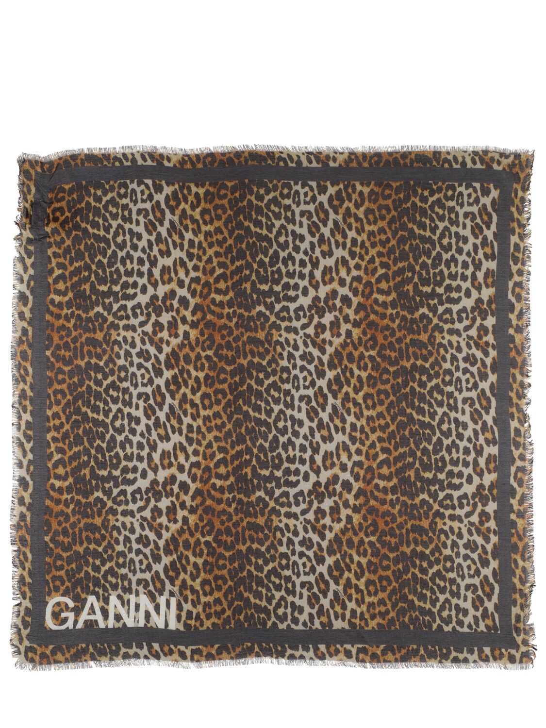 Ganni Xxl Leopard Printed Scarf