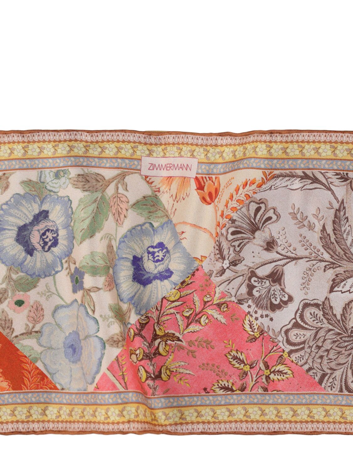 Shop Zimmermann Printed Silk Scarf In Patch Floral