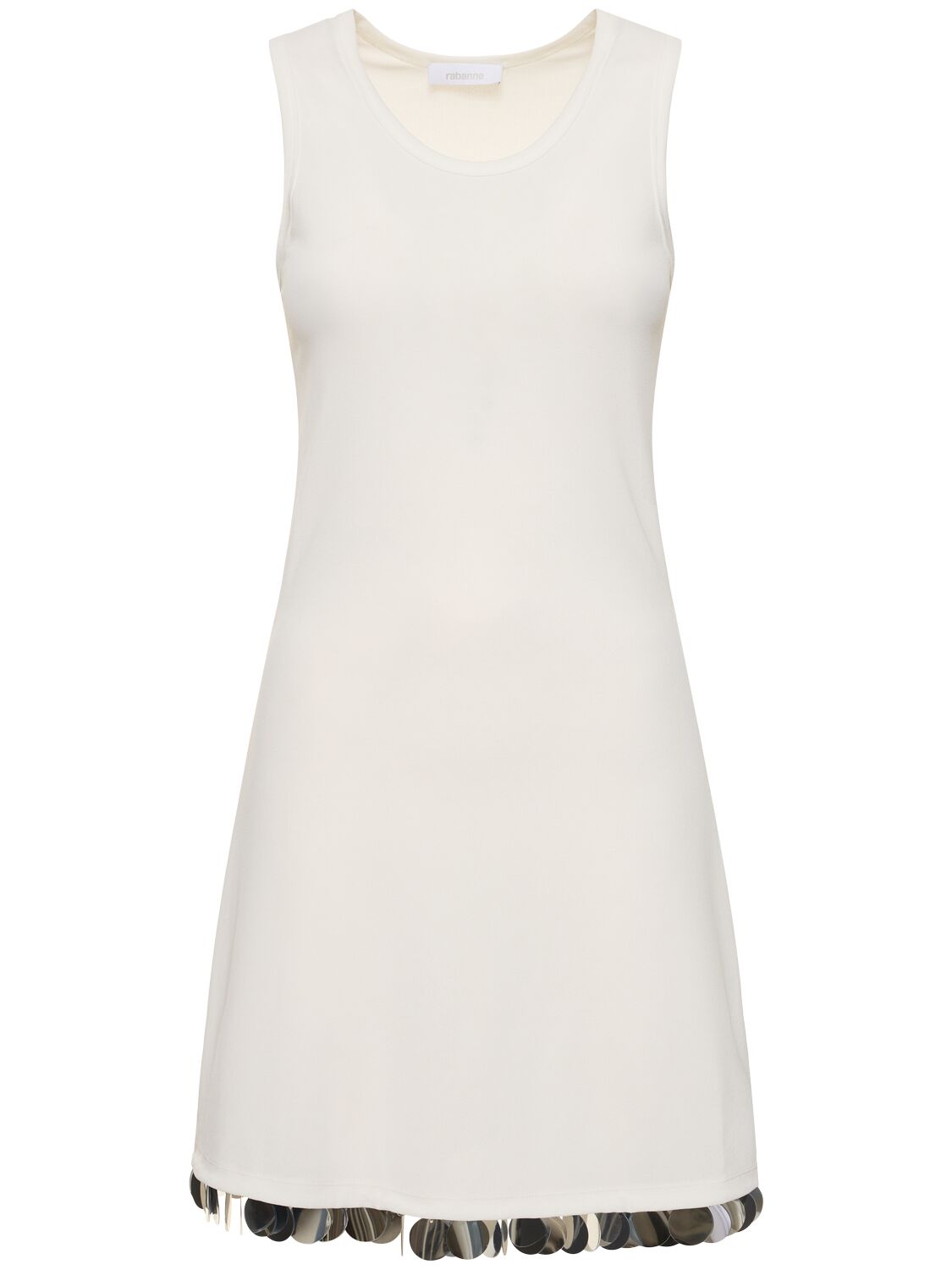 Rabanne Jersey Crepe Embellished Mini Dress In White