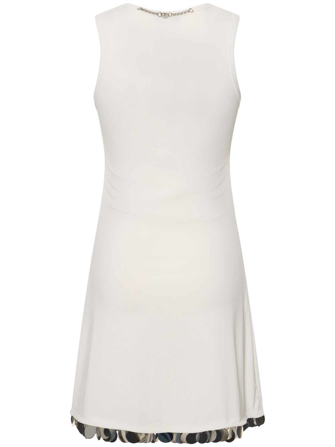 Shop Rabanne Jersey Crepe Embellished Mini Dress In White