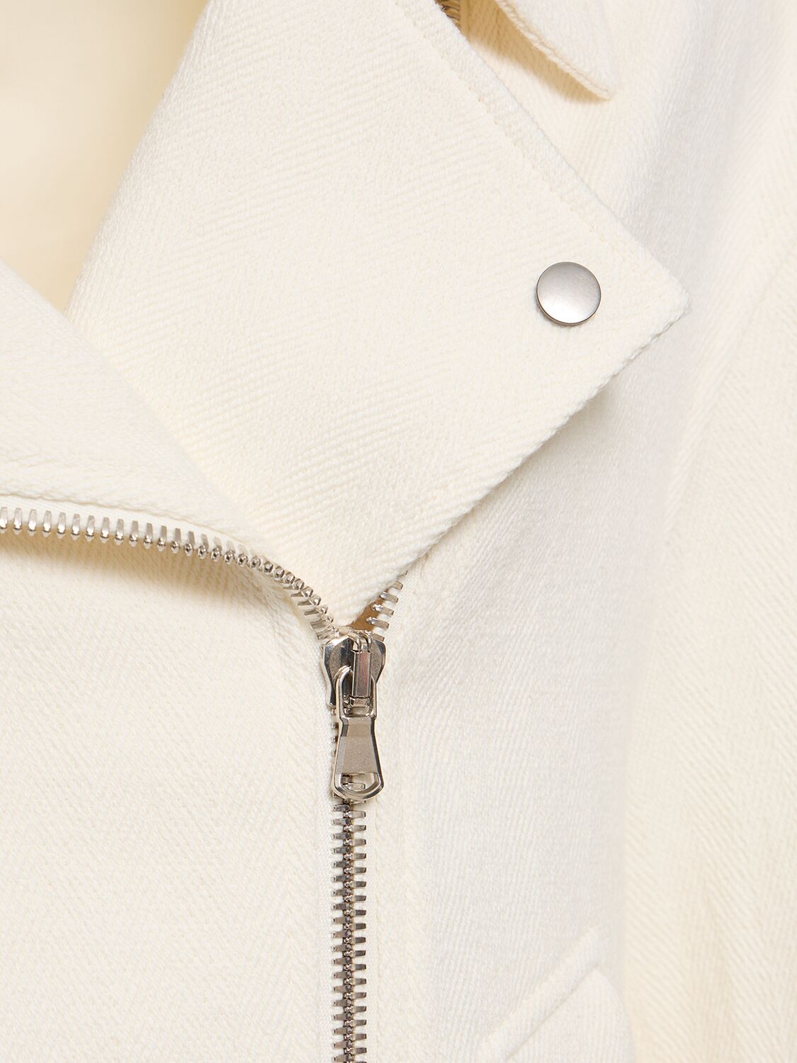 Shop Brunello Cucinelli Cotton & Linen Crepe Biker Jacket In Ivory