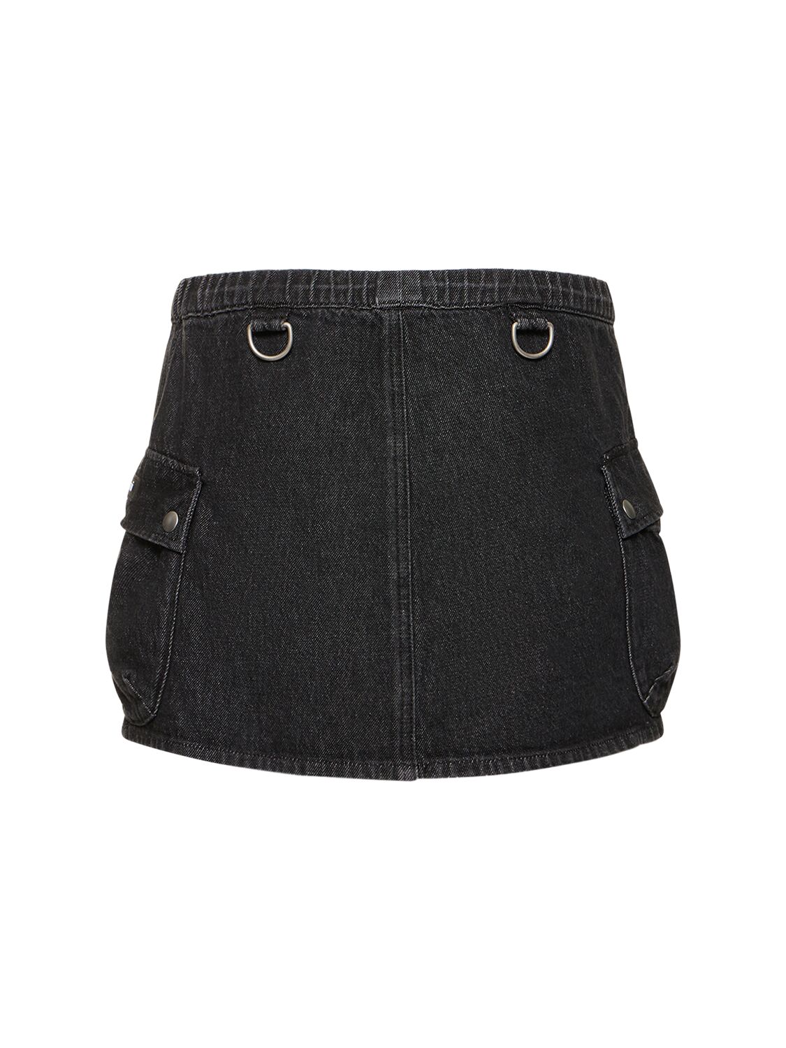 Shop Coperni Cotton Denim Cargo Skirt In Washed Black