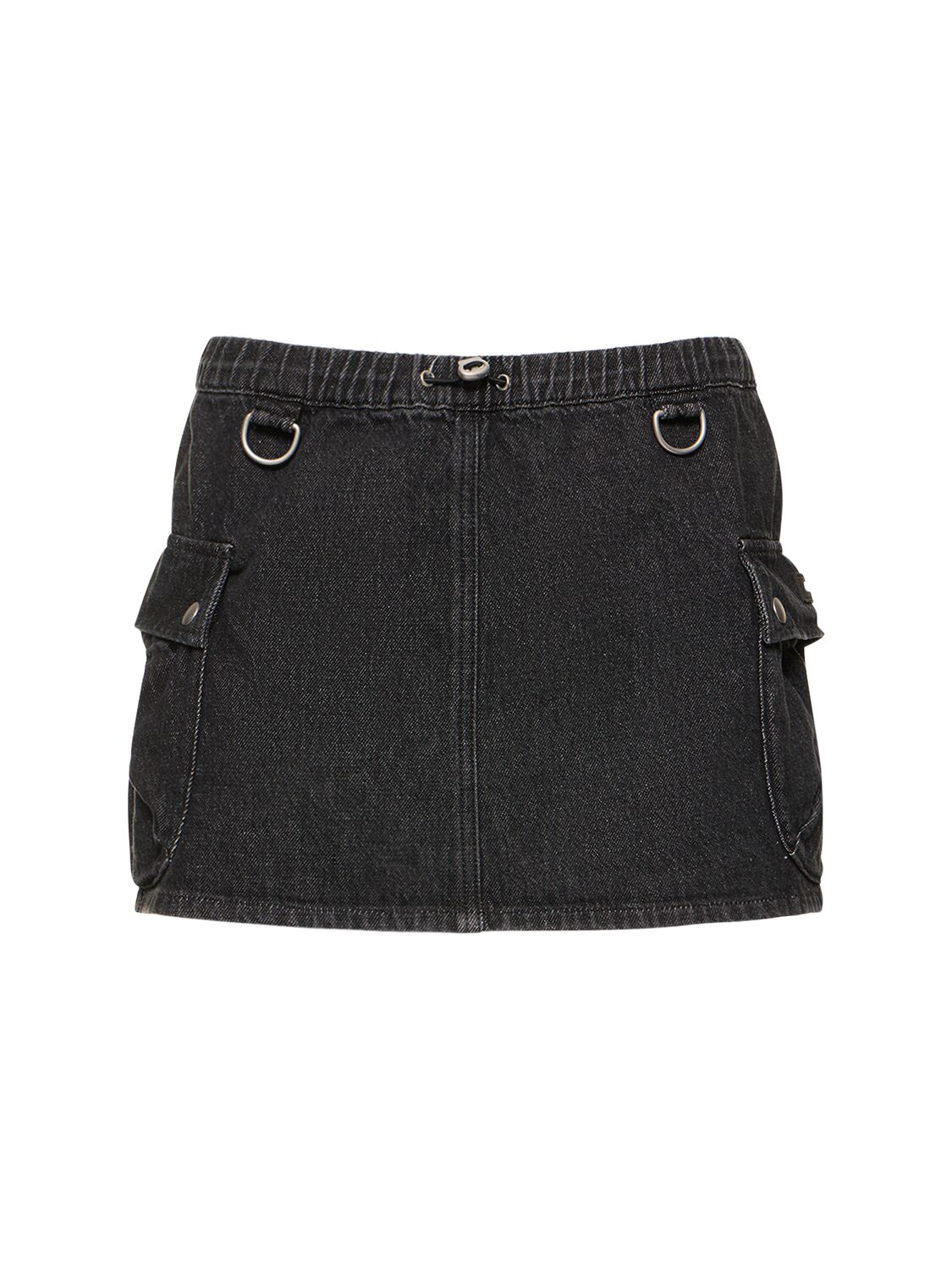 Shop Coperni Cotton Denim Cargo Skirt In Washed Black