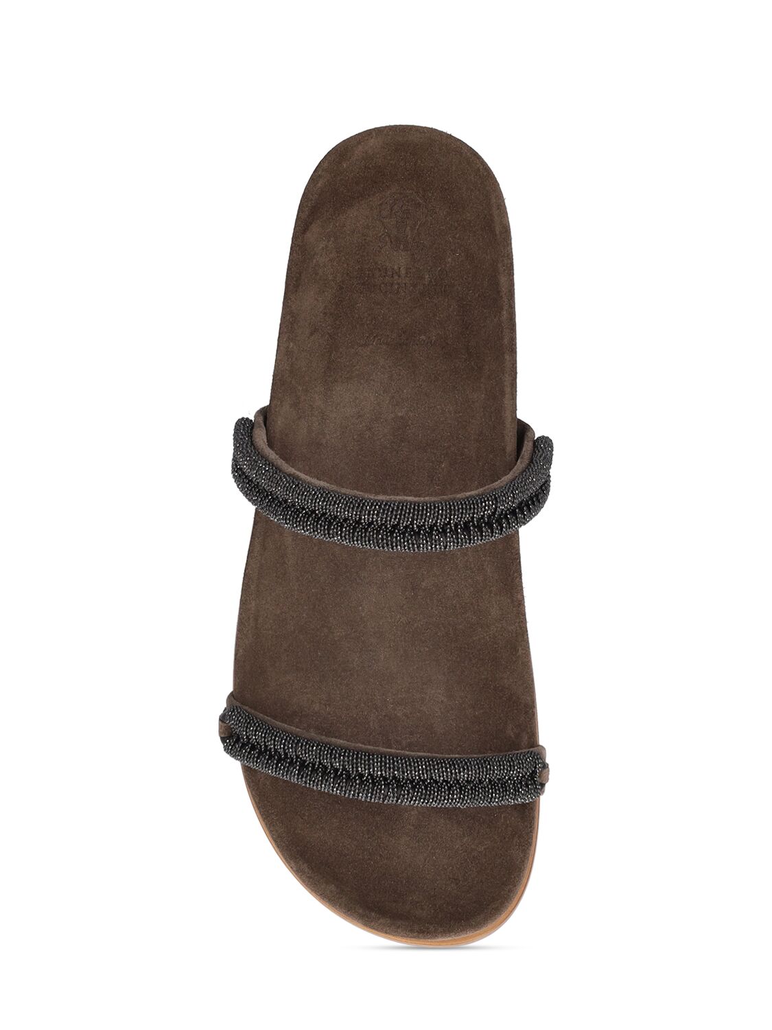 Shop Brunello Cucinelli 10mm Suede Slide Sandals In Brown