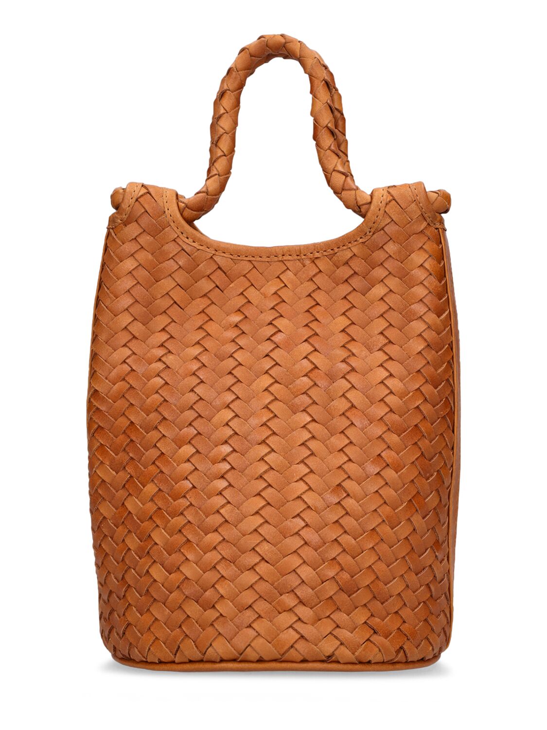 Bembien Lina Woven Leather Top Handle Bag In Copper