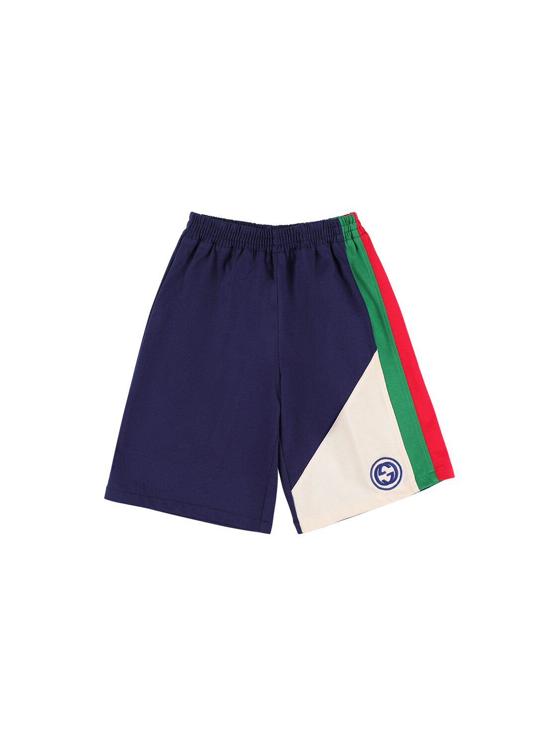 Gucci Kids' Heavy Cotton Jersey Shorts In Navy,multi