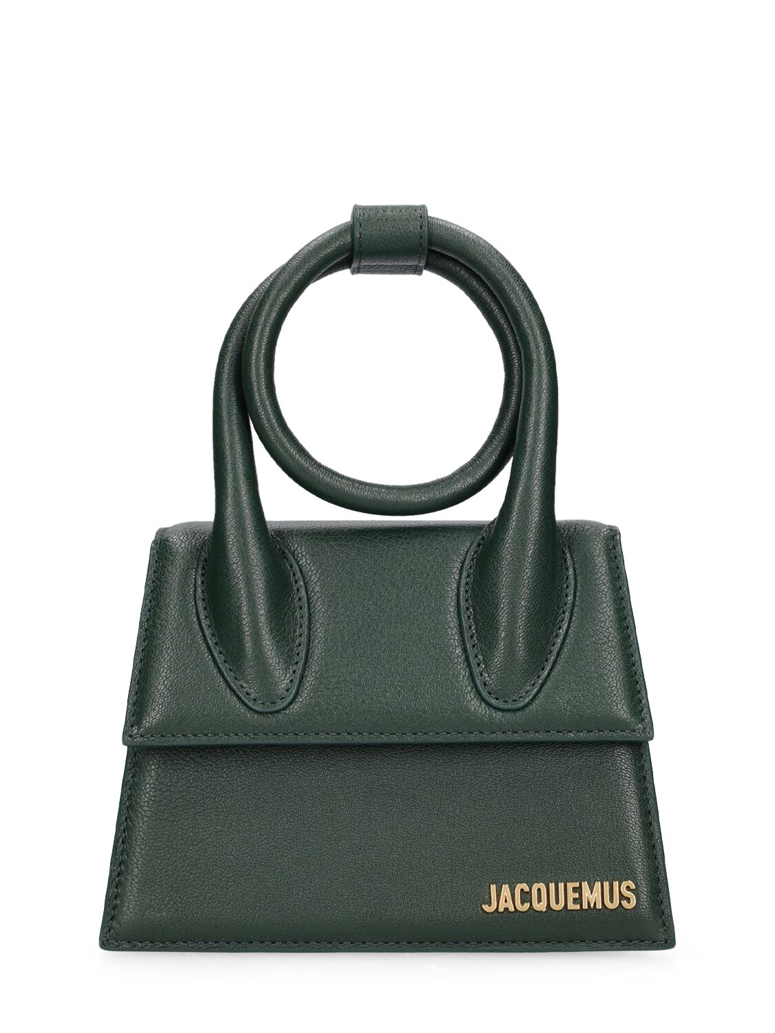 Jacquemus Le Chiquito Noeud Leather Top Handle Bag In Green