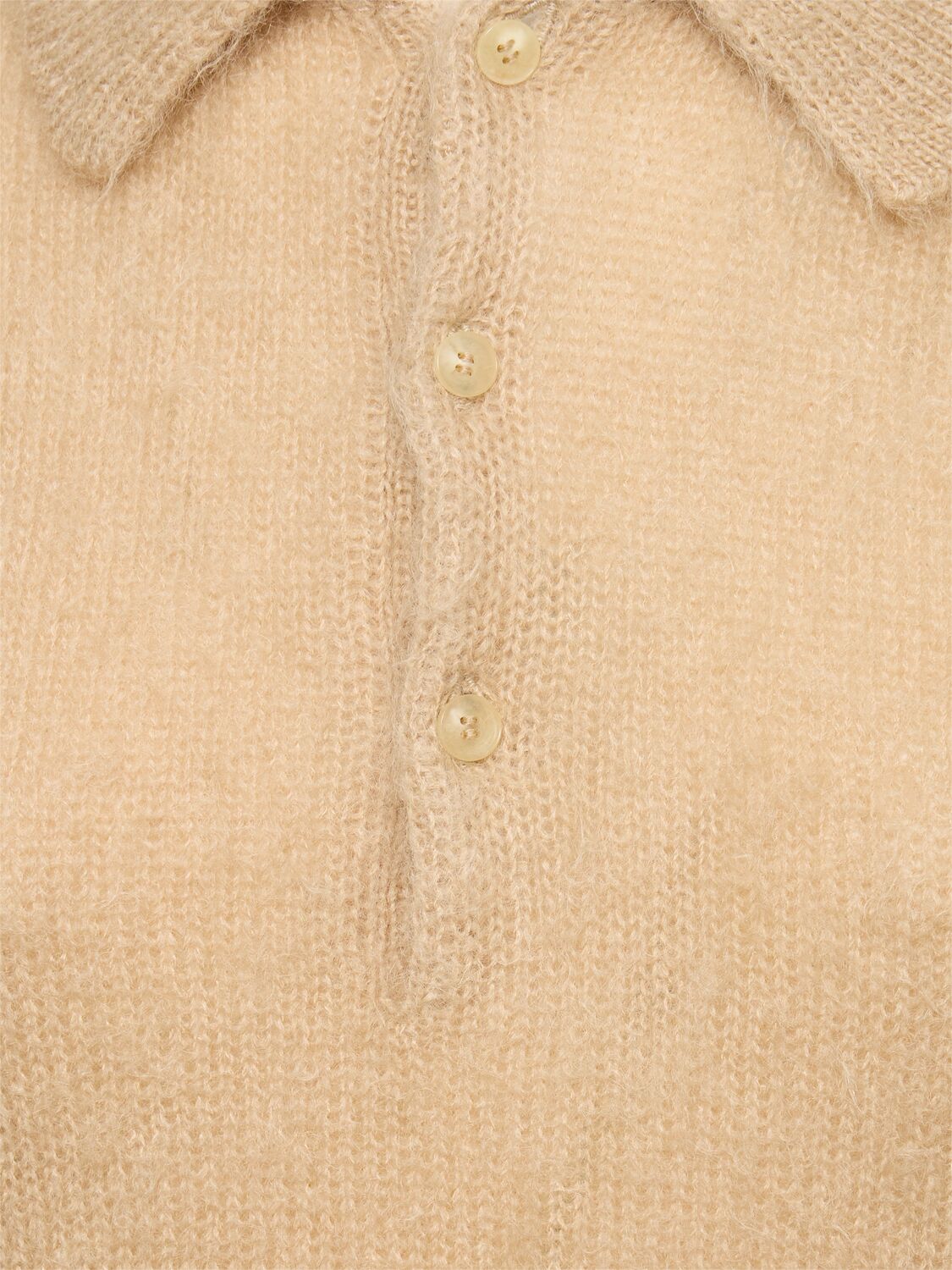 Shop Auralee Brushed Mohair & Wool Knit Polo In Beige