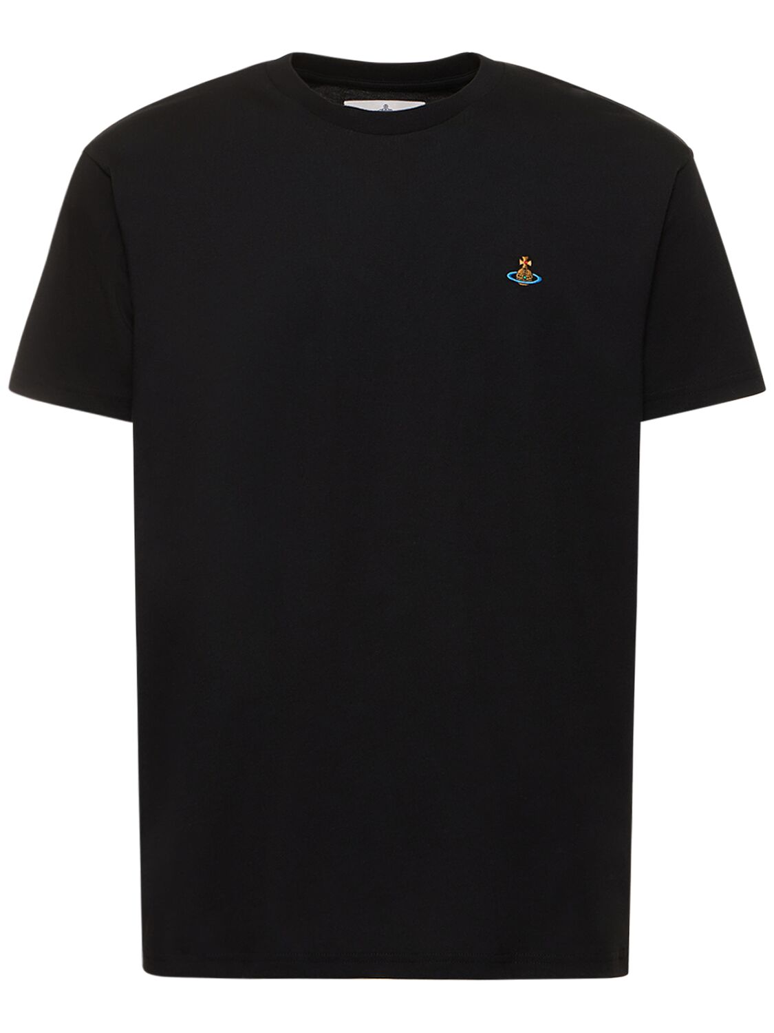 Shop Vivienne Westwood Logo Embroidery Cotton Jersey T-shirt In Black