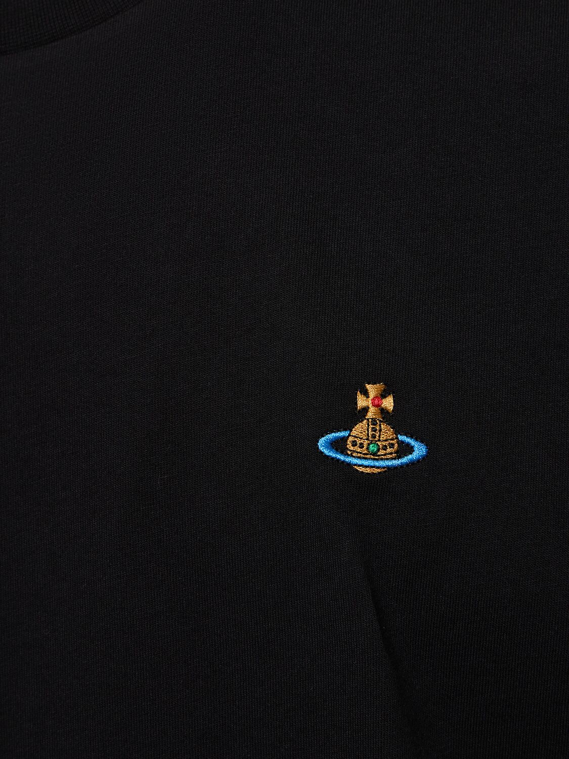 Shop Vivienne Westwood Logo Embroidery Cotton Jersey T-shirt In Black