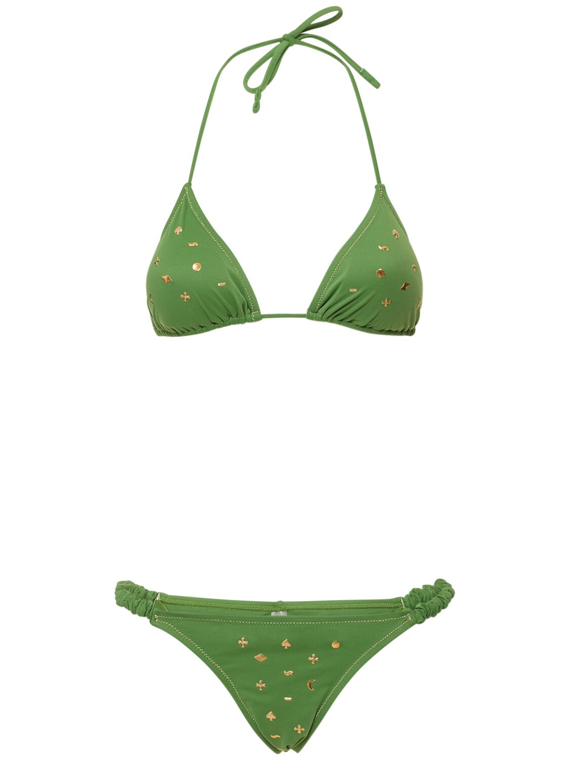 Reina Olga Scrunchie Triangle Bikini In Green