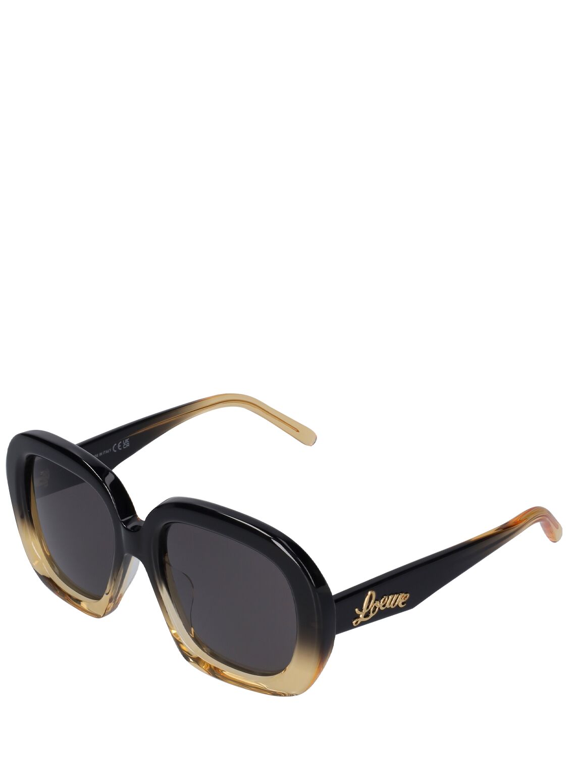 Shop Loewe Curvy Acetate Sunglasses In Black