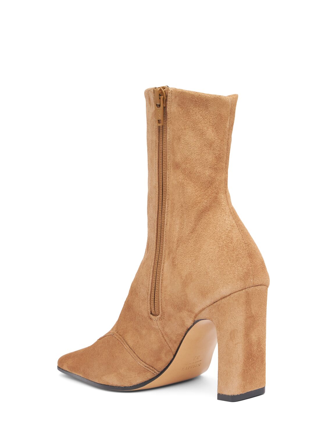 Shop Khaite 85mm Nevada Stretch Leather Ankle Boots In Camel