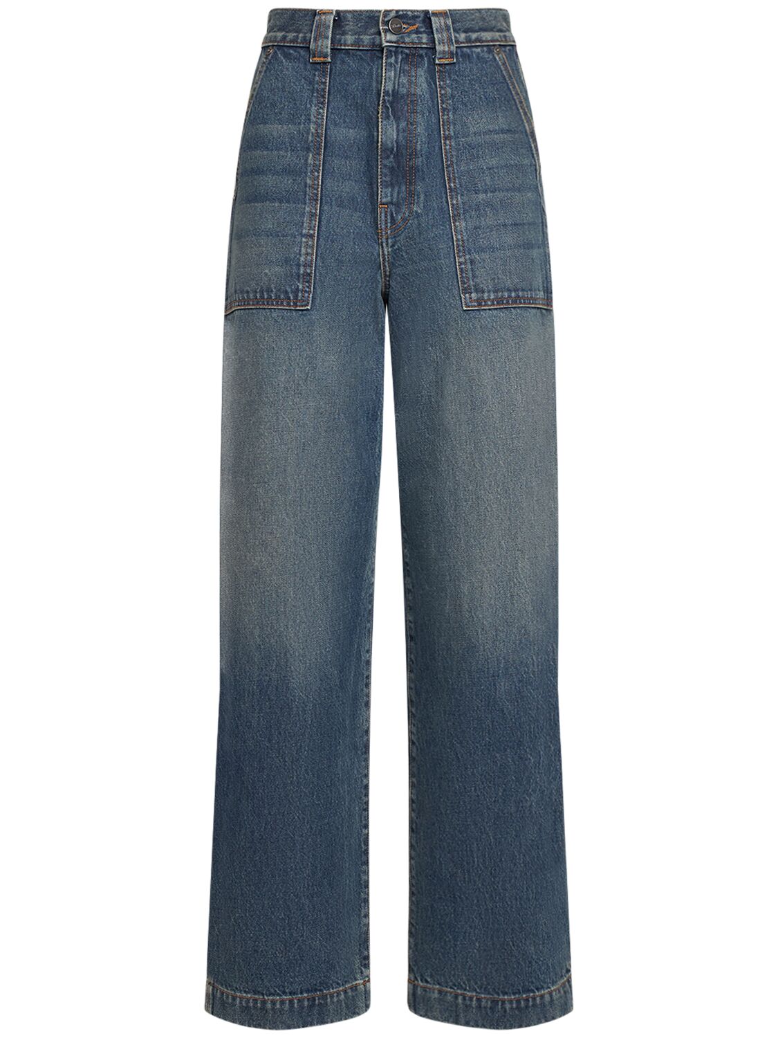 Khaite Hewitt High Rise Straight Jeans In Blue