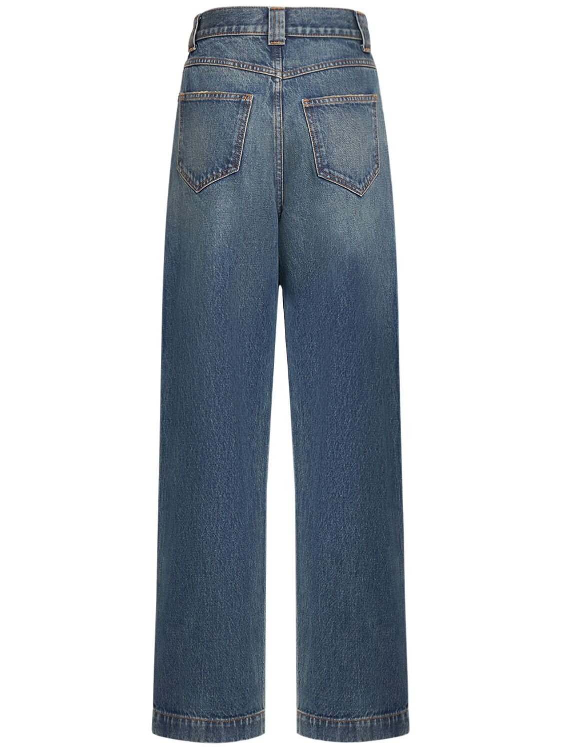 Shop Khaite Hewitt High Rise Straight Jeans In Blue