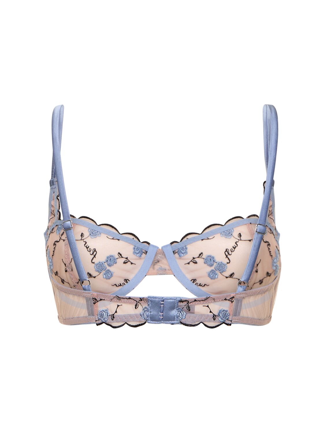 Fleur Du Mal Rose & Vine Embroidered Balconette Bra In Multicolor