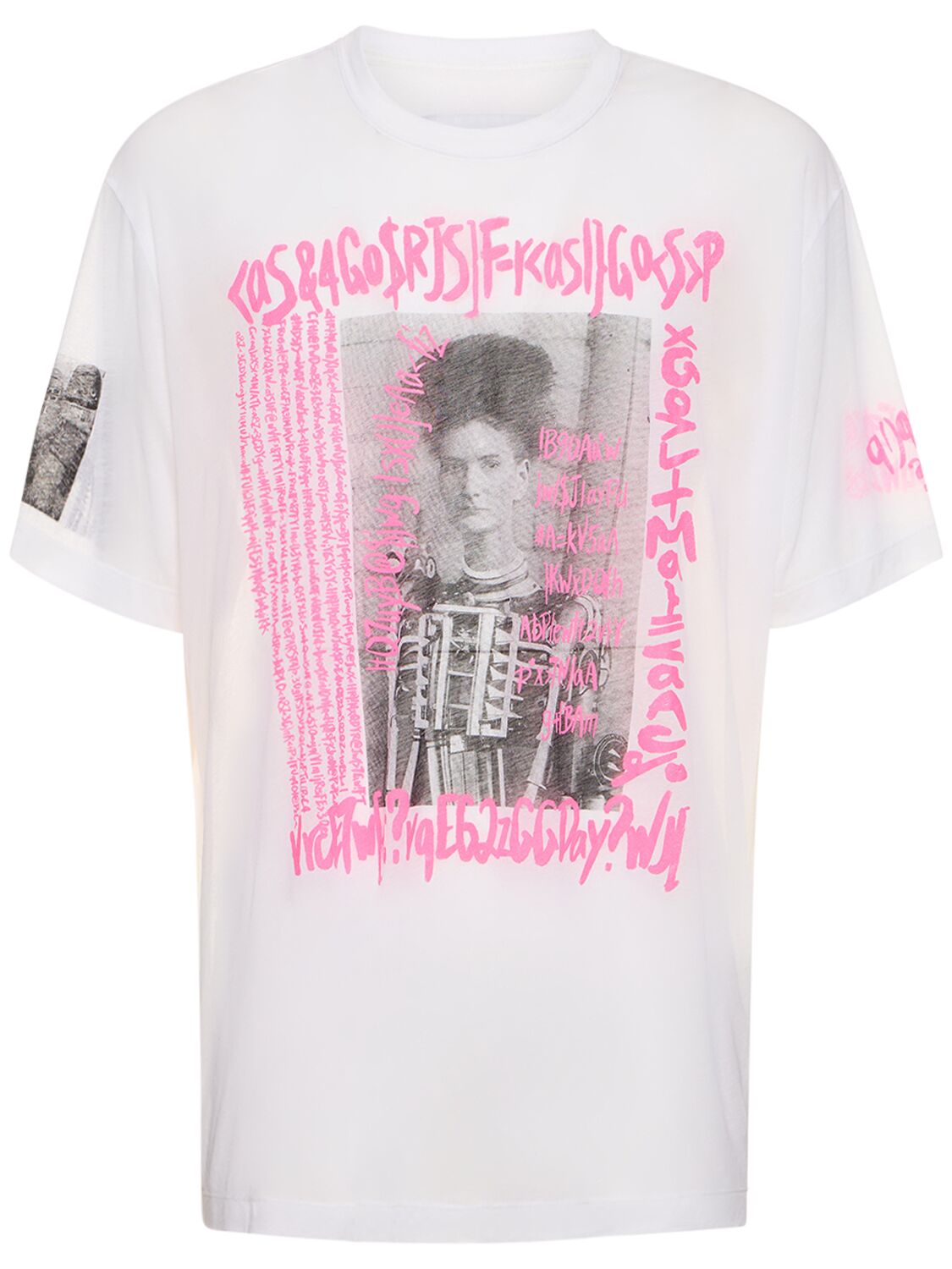 Shop Doublet Sheer Printed Cotton T-shirt In White