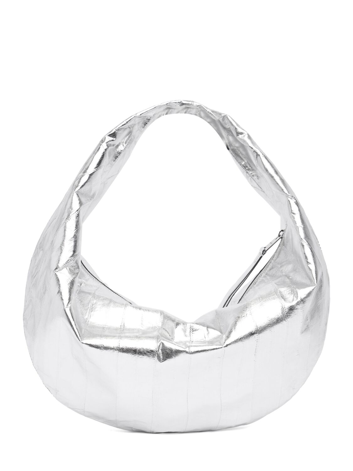 Shop Khaite Medium Olivia Leather Hobo Bag In Silver