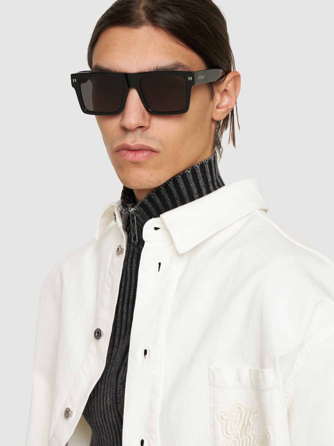 Shop Off-white Lawton Acetate Sunglasses In Black