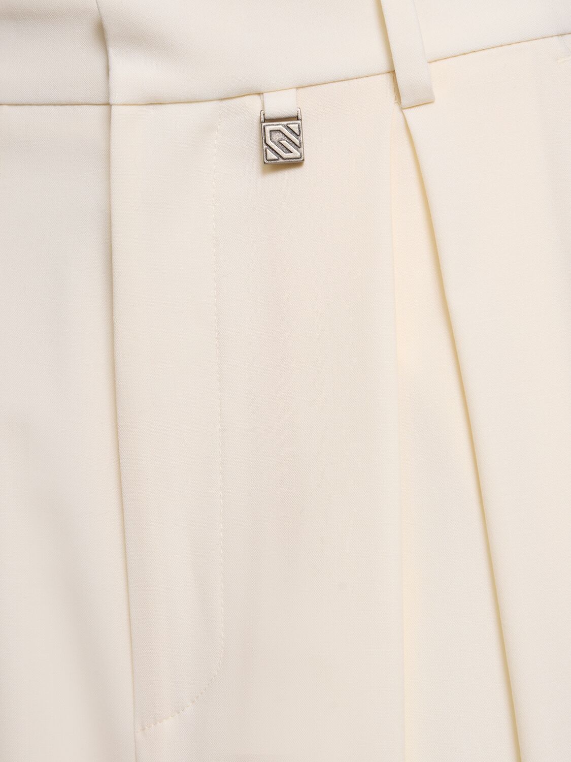 Shop Giuseppe Di Morabito Stretch Wool Wide Pants In Milk White