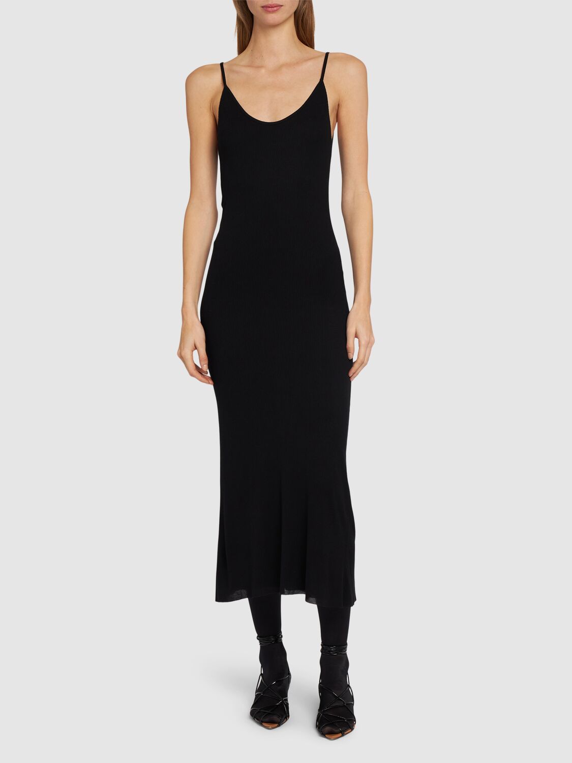 Shop Khaite Leesal Viscose Midi Dress In Black