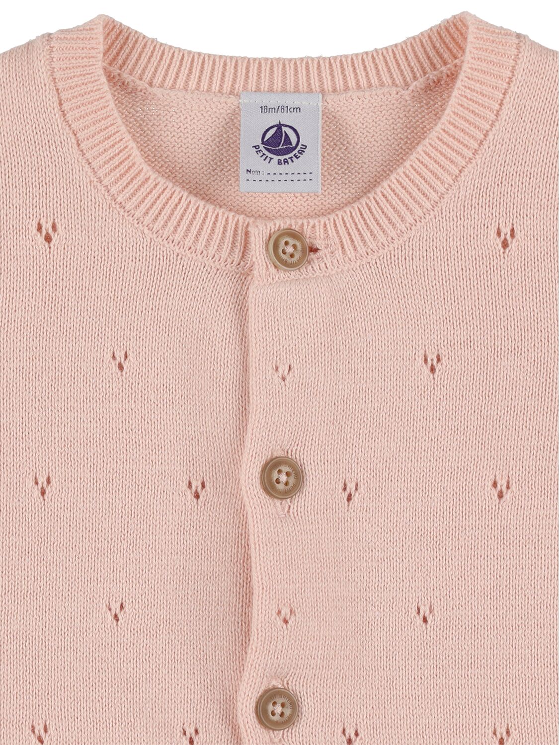 Shop Petit Bateau Cotton Knit Cardigan In Pink