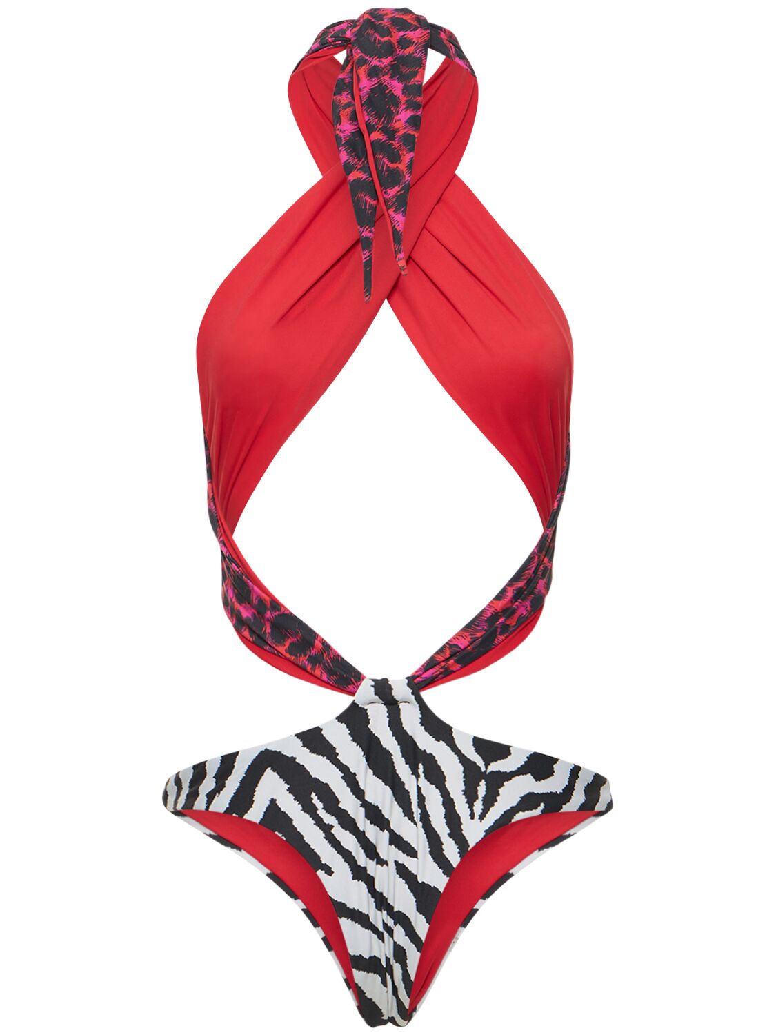 Shop Reina Olga Showpony Crisscross Halter Bikini In Multicolor