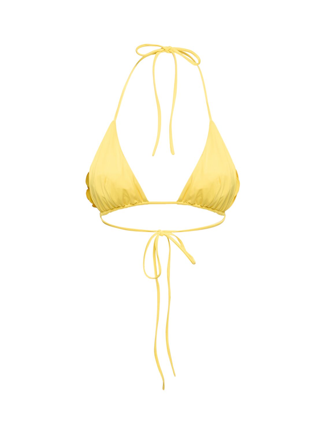 Shop Magda Butrym Jersey Triangle Bikini Top W/roses In Yellow