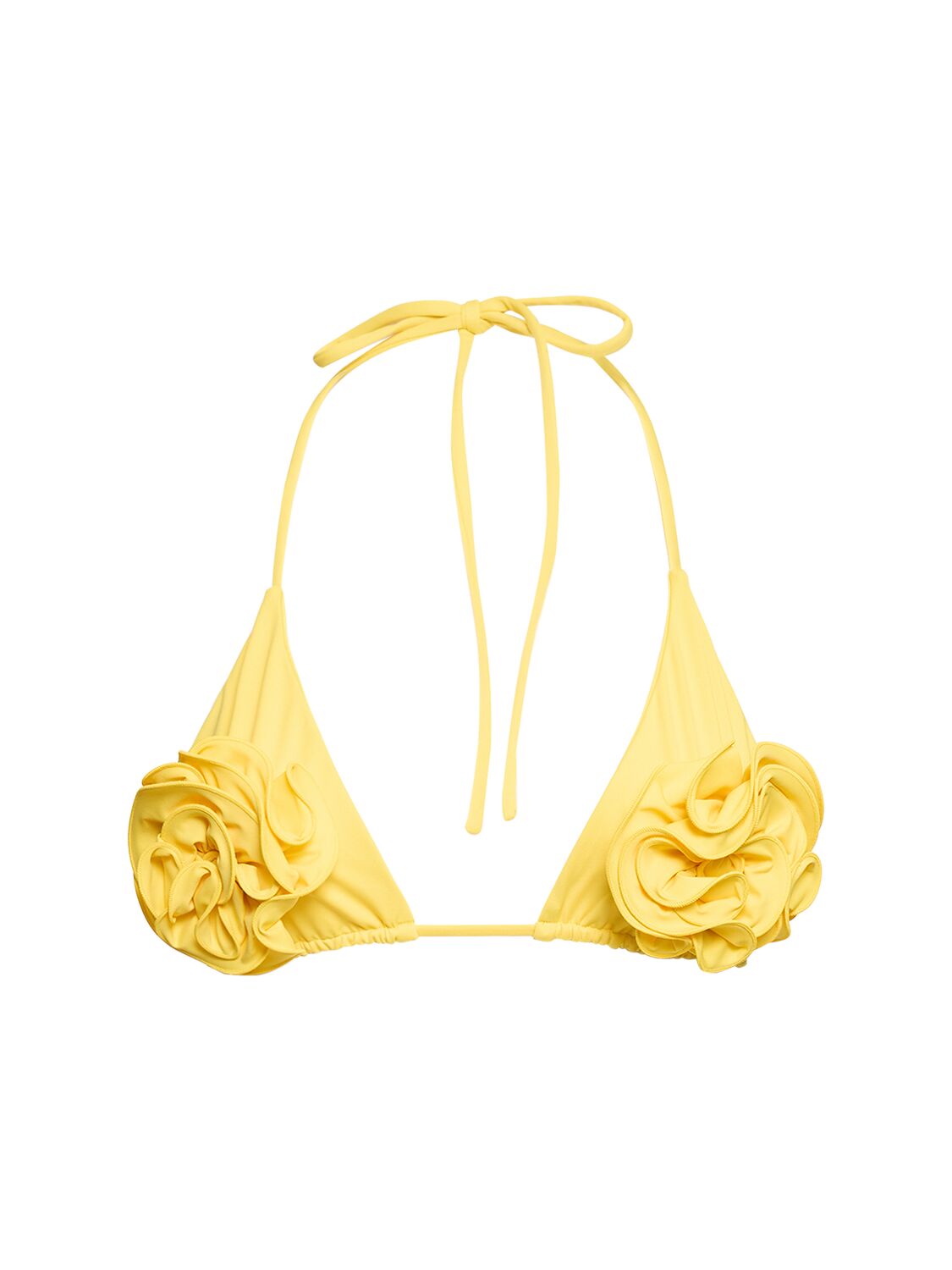 Magda Butrym Jersey Triangle Bikini Top W/roses In Yellow