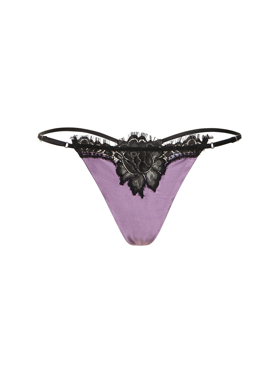 Shop Fleur Du Mal Silk & Lace V String Briefs In Purple Haze