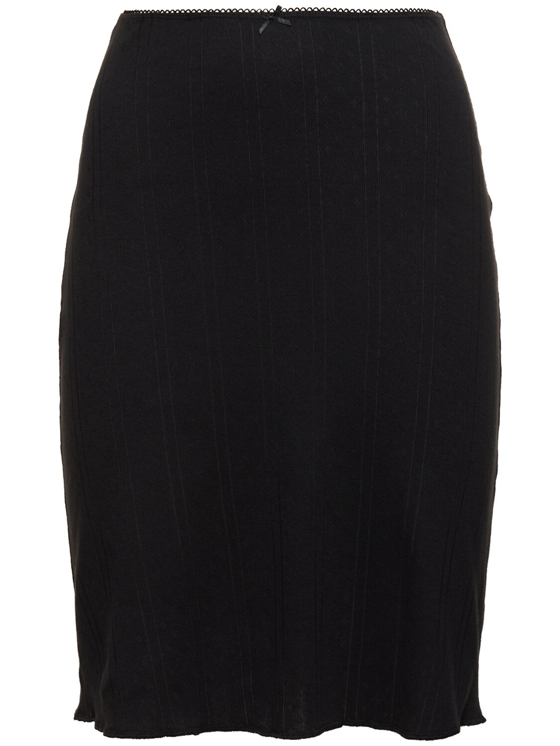 Shop Cou Cou Pointelle Knit Cotton Midi Skirt In Black