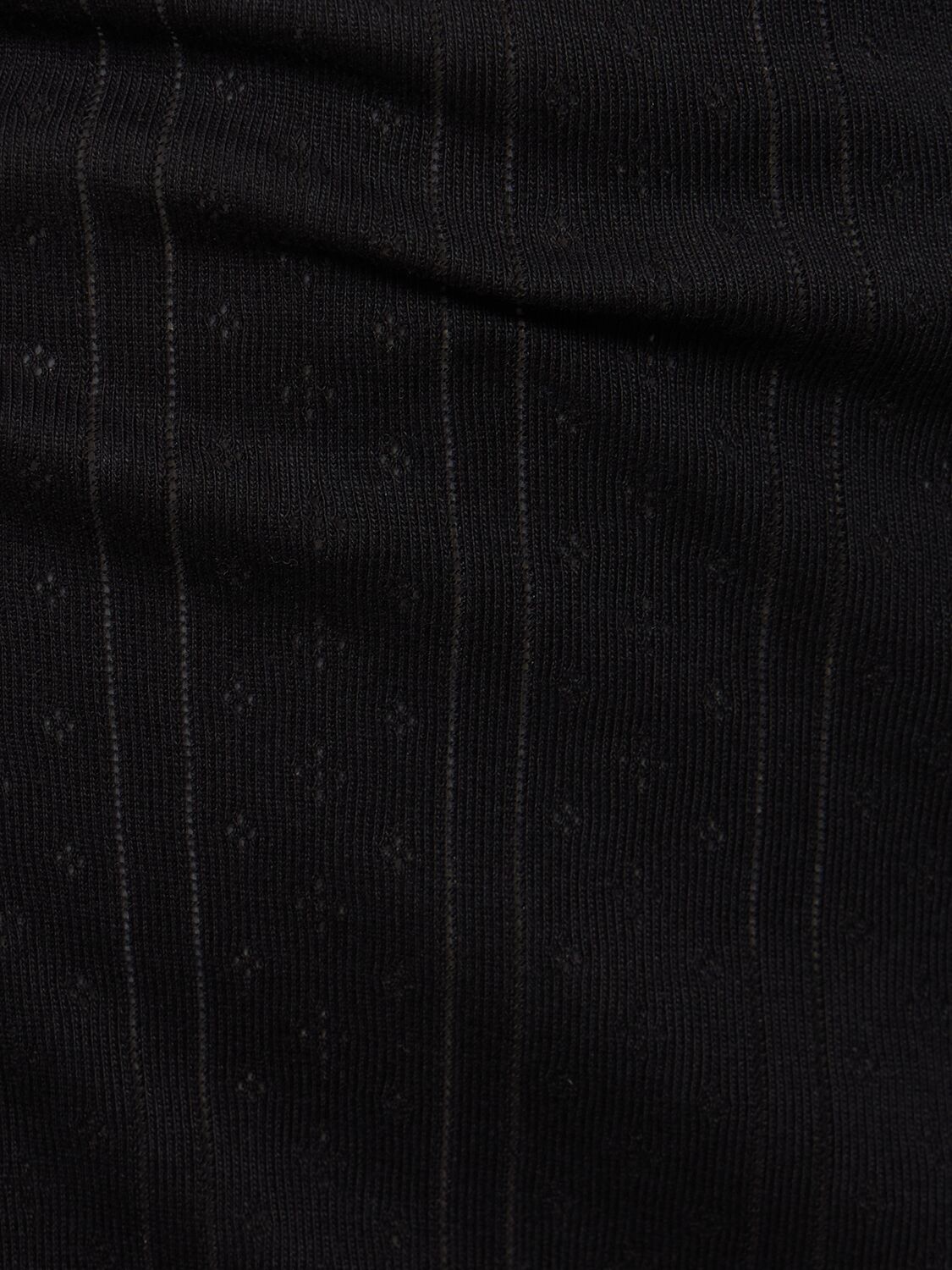 Shop Cou Cou Pointelle Knit Cotton Midi Skirt In Black