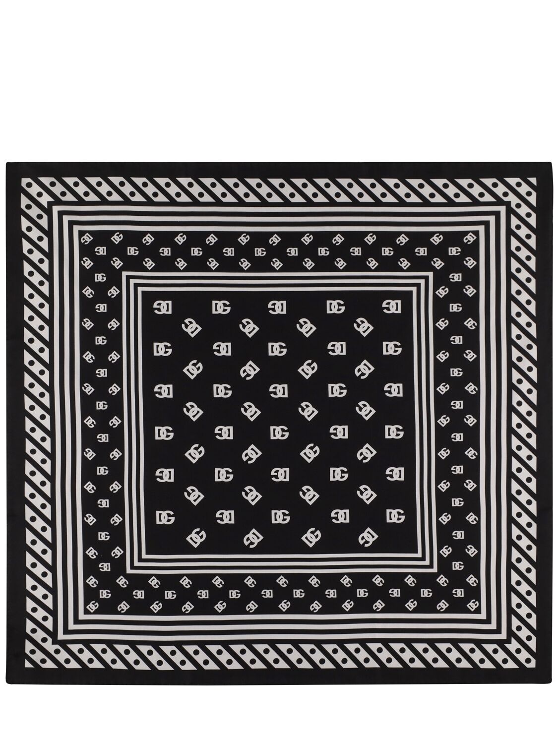 Shop Dolce & Gabbana Monogram Printed Silk Twill Foulard In Dg Logo