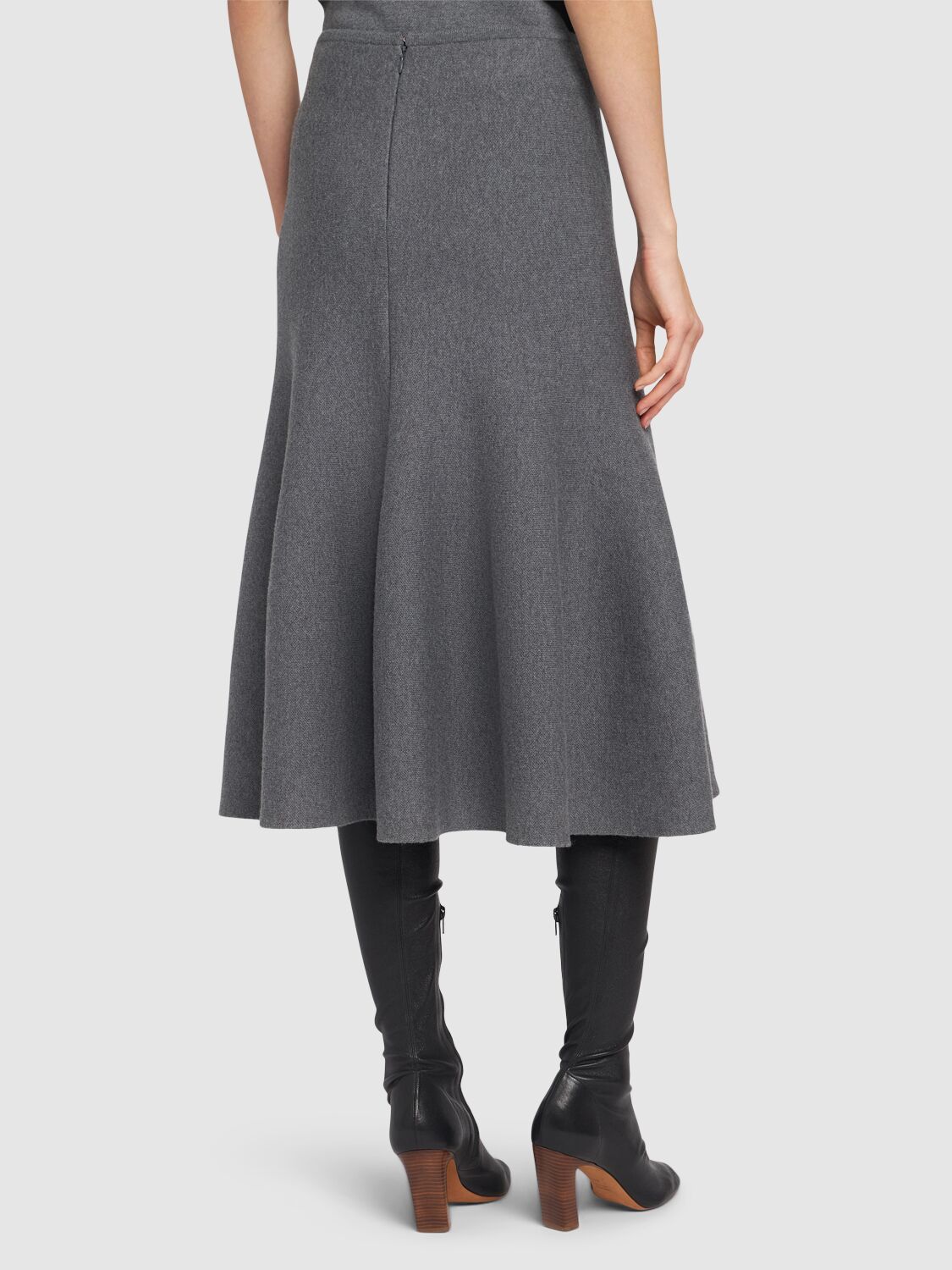 KHAITE ODIL KNITTED WOOL BLEND MIDI SKIRT 