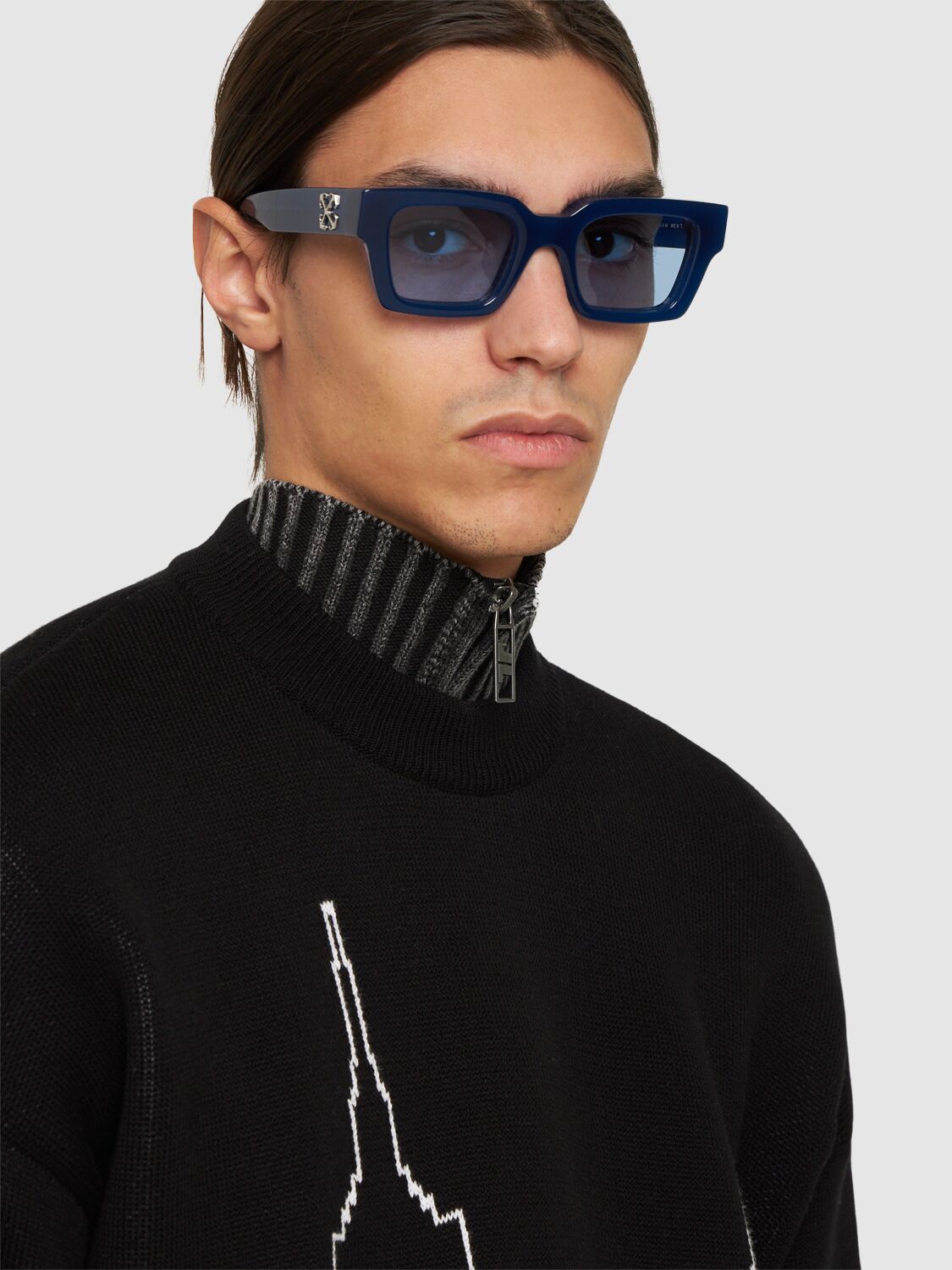 Shop Off-white Virgil Acetate Sunglasses In Blue